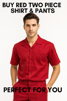 Mens Linen Walking Suit - Red Summer Outfit - Mens Linen Suit