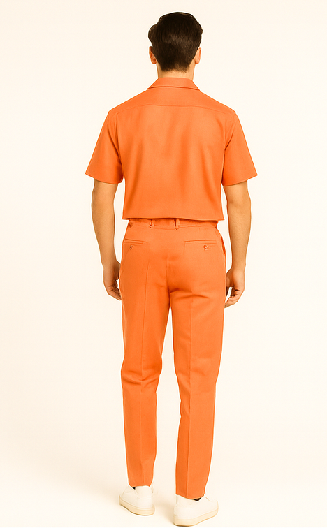 Mens Linen Walking Suit - Solid Coral Summer Outfit - Mens Linen Suit - Image 2