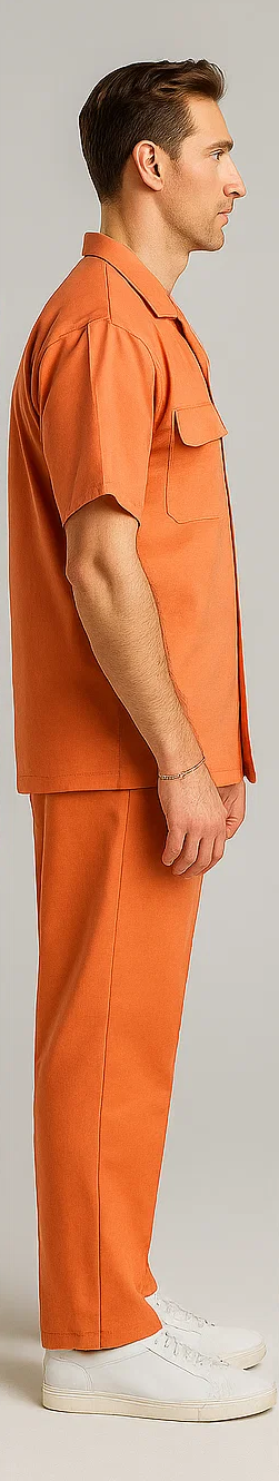Mens Linen Walking Suit - Solid Coral Summer Outfit - Mens Linen Suit - Image 7