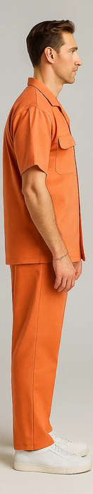 Mens Linen Walking Suit - Solid Coral Summer Outfit - Mens Linen Suit