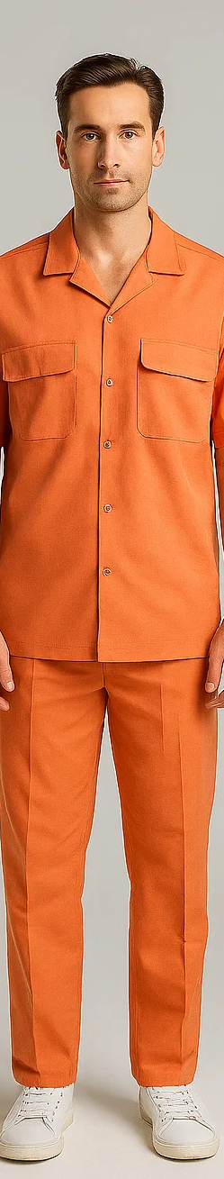 Mens Linen Walking Suit - Solid Coral Summer Outfit - Mens Linen Suit - Image 8