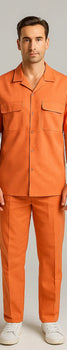 Mens Linen Walking Suit - Solid Coral Summer Outfit - Mens Linen Suit - Image 8