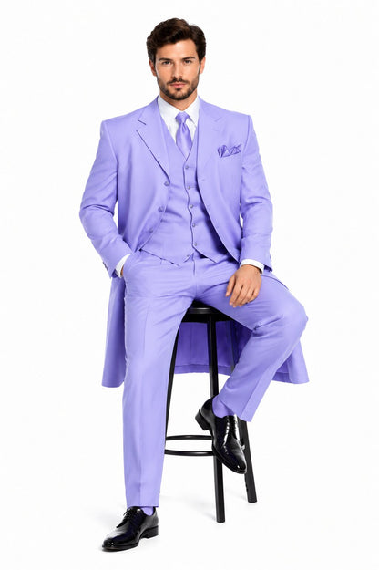 Mens Lavender Zoot Suit Long Jacket 3 Piece