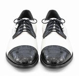 Men's Los Altos Boots Black/White Genuine Teju Lizard And Caiman
