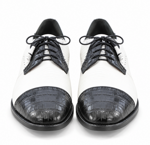 Men's Los Altos Boots Black/White Genuine Teju Lizard And Caiman