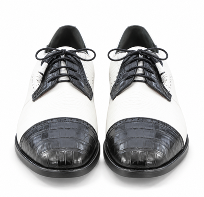 Men's Los Altos Boots Black/White Genuine Teju Lizard And Caiman