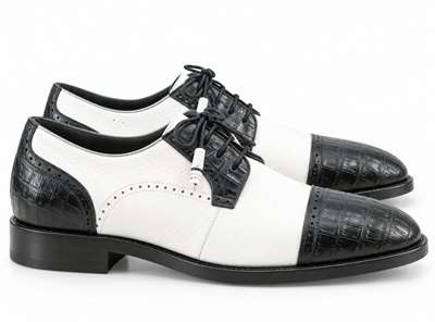 Men's Los Altos Boots Black/White Genuine Teju Lizard And Caiman