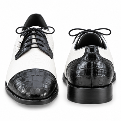 Men's Los Altos Boots Black/White Genuine Teju Lizard And Caiman