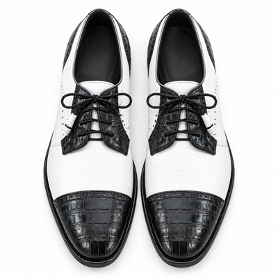 Men's Los Altos Boots Black/White Genuine Teju Lizard And Caiman