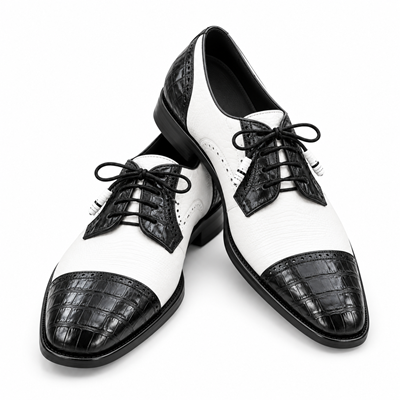 Men's Los Altos Boots Black/White Genuine Teju Lizard And Caiman