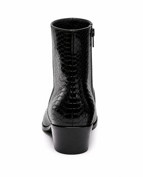 Los Altos Men’s Black Genuine Ostrich Paw Ankle Dress Boots, Higher Heel Exotic Leather Style