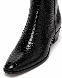 Men's Los Altos Boots Genuine Ostrich Higher Heel Paw Black Dress Boot Ankle Dress Style For Man