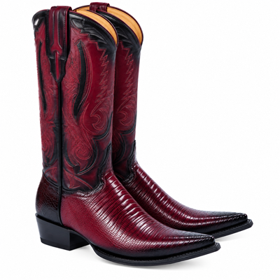 Men's Los Altos Boots Genuine Teju Lizard Faded Burgundy ~ Wine ~ Maroon Color Dress Cowboy Boot Cheap Priced For Sale Online With Cowboy Heel