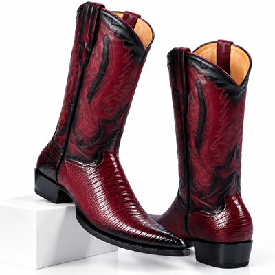 Men's Los Altos Boots Genuine Teju Lizard Faded Burgundy ~ Wine ~ Maroon Color Dress Cowboy Boot Cheap Priced For Sale Online With Cowboy Heel