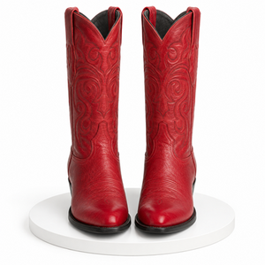 Mens Los Altos Boots Smooth Ostrich Red Cowboy Boots J-Toe