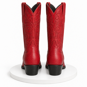 Mens Los Altos Boots Smooth Ostrich Red Cowboy Boots J-Toe