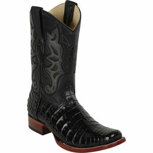 Men's Los Altos Caiman Belly Square Toe Boots - Black