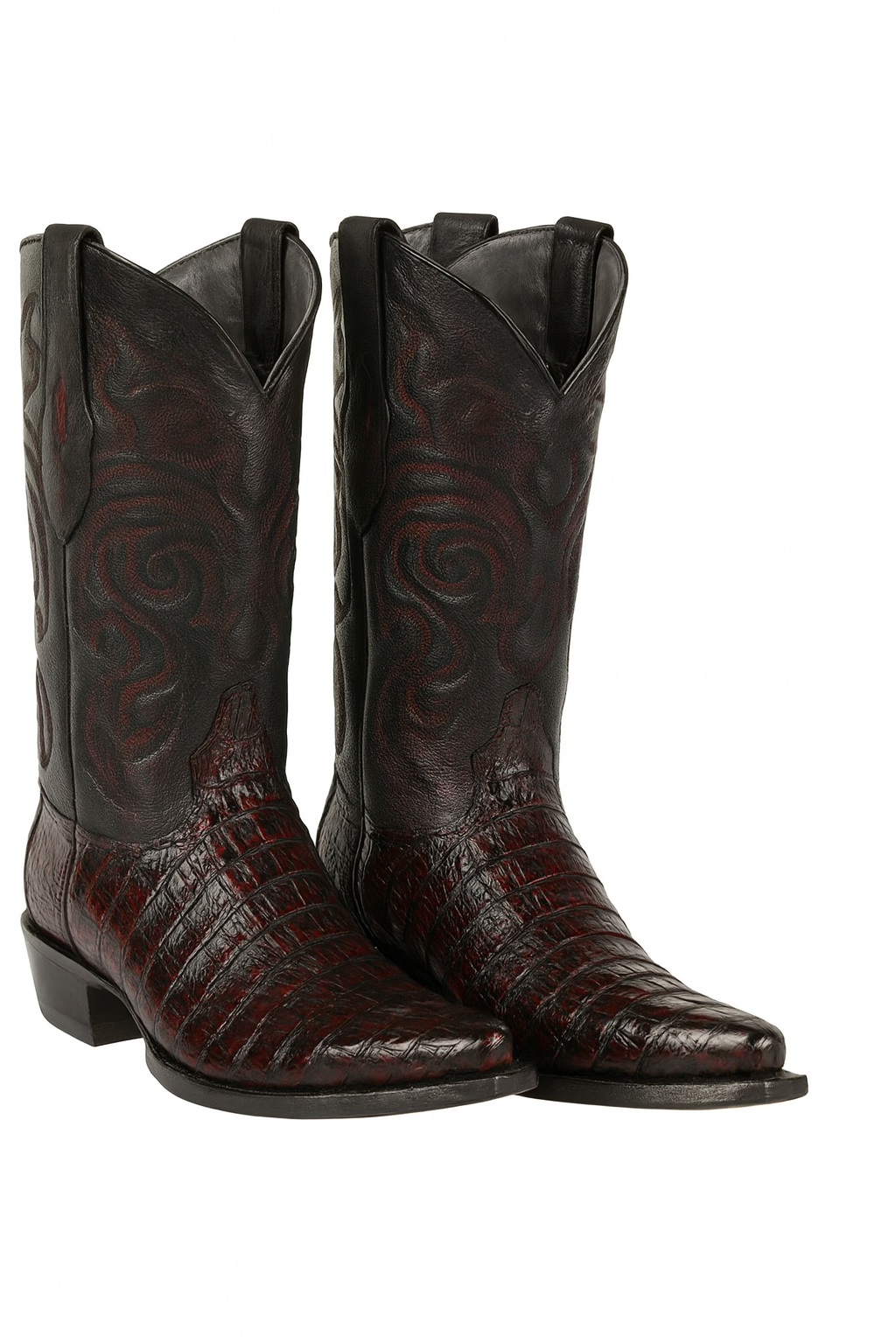 Men's Los Altos Caiman Tail Snip Toe Boots - Black Cherry - Image 7