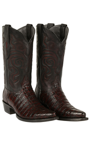 Men's Los Altos Caiman Tail Snip Toe Boots - Black Cherry