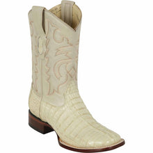Men's Los Altos Caiman Tail Wide Square Toe Boots - Winter White