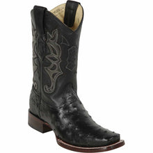 Men's Los Altos Genuine Ostrich Square Toe Boots - Black
