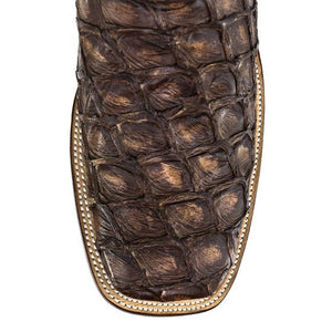 Men's Los Altos Monster Fish Skin Wide Square Toe Boots - Rustic Brown