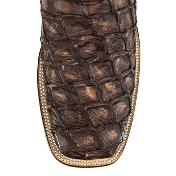 Men's Los Altos Monster Fish Skin Wide Square Toe Boots - Rustic Brown - Image 5
