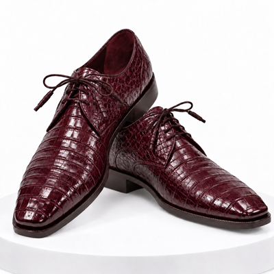 Mens Los Altos Navy Genuine Crocodile Caiman Belly Oxford