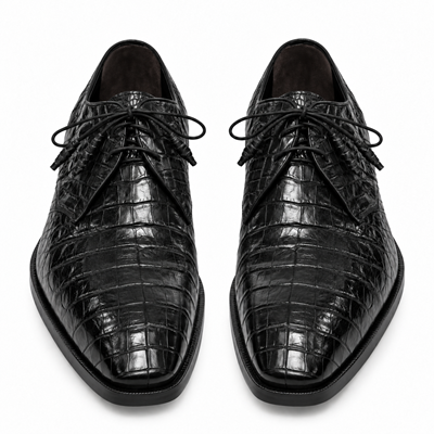 Mens Los Altos Navy Genuine Crocodile Caiman Belly Oxford