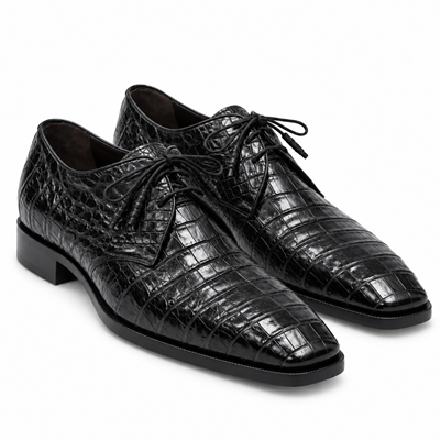 Mens Los Altos Navy Genuine Crocodile Caiman Belly Oxford