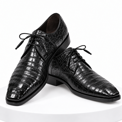Mens Los Altos Navy Genuine Crocodile Caiman Belly Oxford