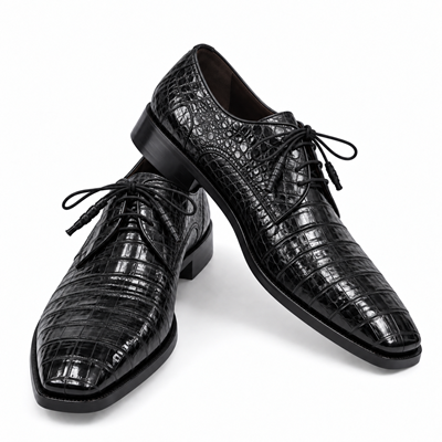 Mens Los Altos Navy Genuine Crocodile Caiman Belly Oxford