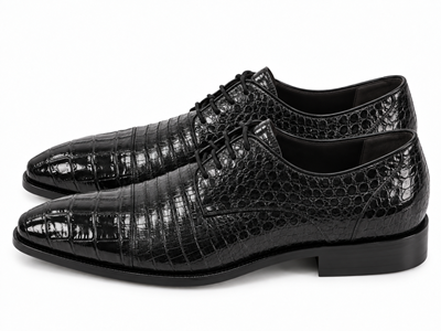 Mens Los Altos Navy Genuine Crocodile Caiman Belly Oxford