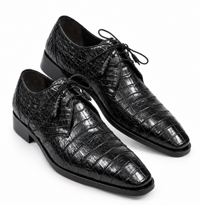Mens Los Altos Navy Genuine Crocodile Caiman Belly Oxford