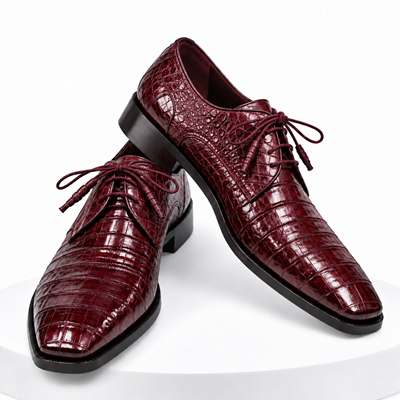 Mens Los Altos Navy Genuine Crocodile Caiman Belly Oxford