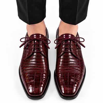 Mens Los Altos Navy Genuine Crocodile Caiman Belly Oxford