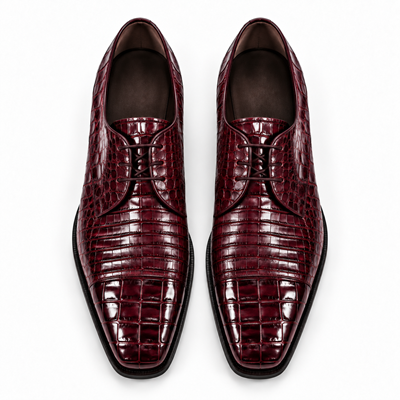Mens Los Altos Navy Genuine Crocodile Caiman Belly Oxford