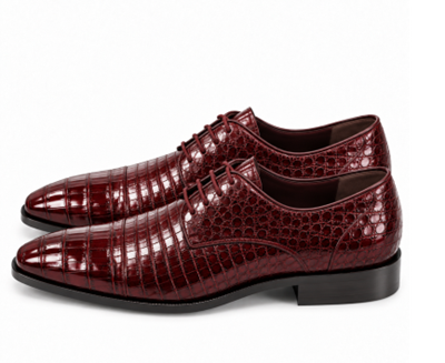 Mens Los Altos Navy Genuine Crocodile Caiman Belly Oxford