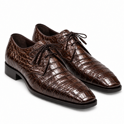 Mens Los Altos Navy Genuine Crocodile Caiman Belly Oxford
