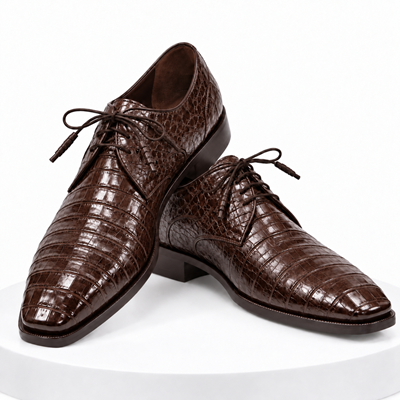 Mens Los Altos Navy Genuine Crocodile Caiman Belly Oxford
