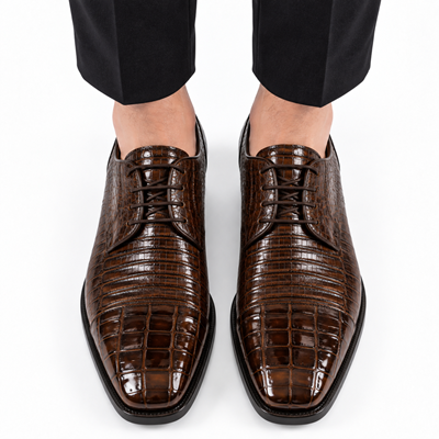 Mens Los Altos Navy Genuine Crocodile Caiman Belly Oxford
