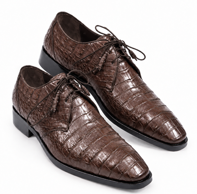 Mens Los Altos Navy Genuine Crocodile Caiman Belly Oxford