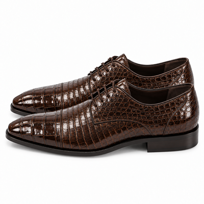 Mens Los Altos Navy Genuine Crocodile Caiman Belly Oxford