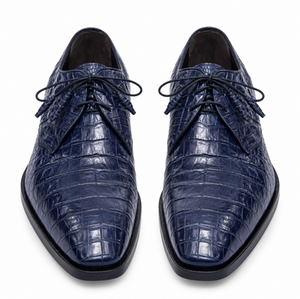 Mens Los Altos Navy Genuine Crocodile Caiman Belly Oxford