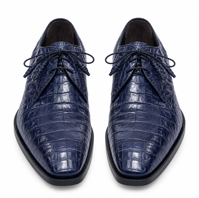 Mens Los Altos Navy Genuine Crocodile Caiman Belly Oxford