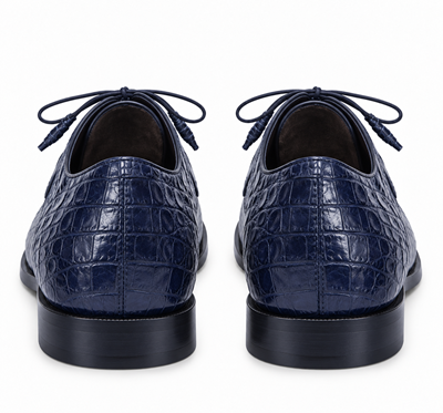 Mens Los Altos Navy Genuine Crocodile Caiman Belly Oxford
