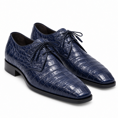 Mens Los Altos Navy Genuine Crocodile Caiman Belly Oxford