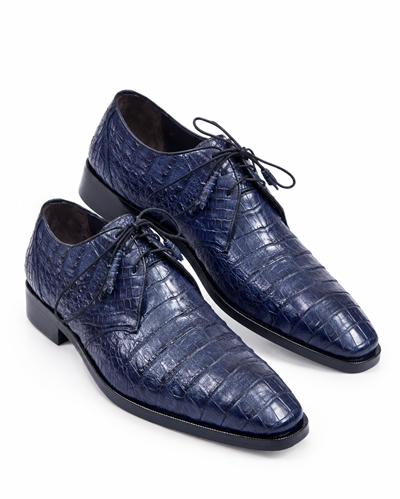 Mens Los Altos Navy Genuine Crocodile Caiman Belly Oxford