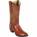 Men's Los Altos Original Full Quill Ostrich Boots Round Toe - Brandy 650364