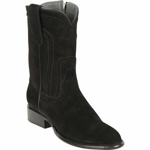 Men's Los Altos Original Suede Leather Boots Roper Toe with Zipper - Black